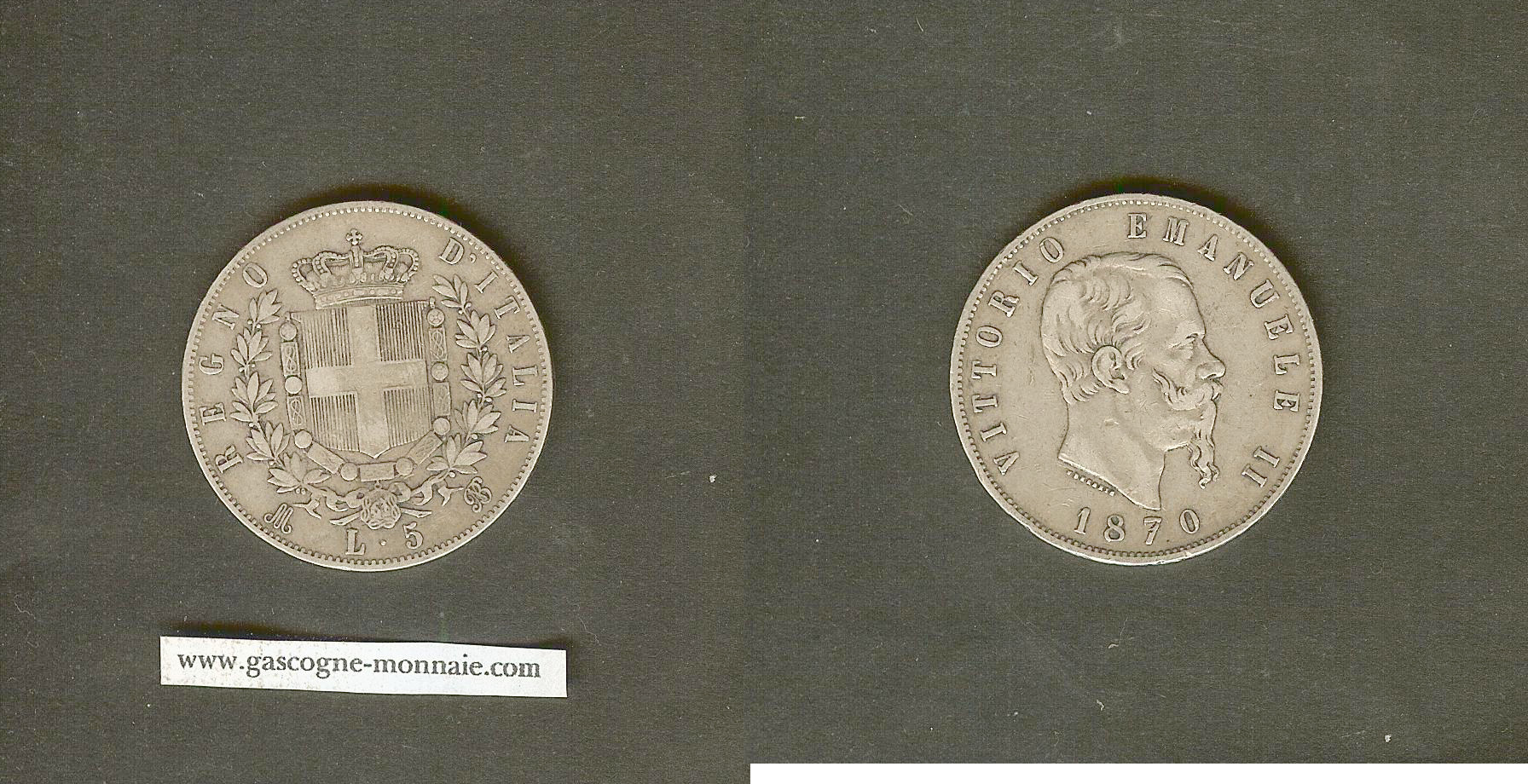 Italy 5 lire 1870M VF+